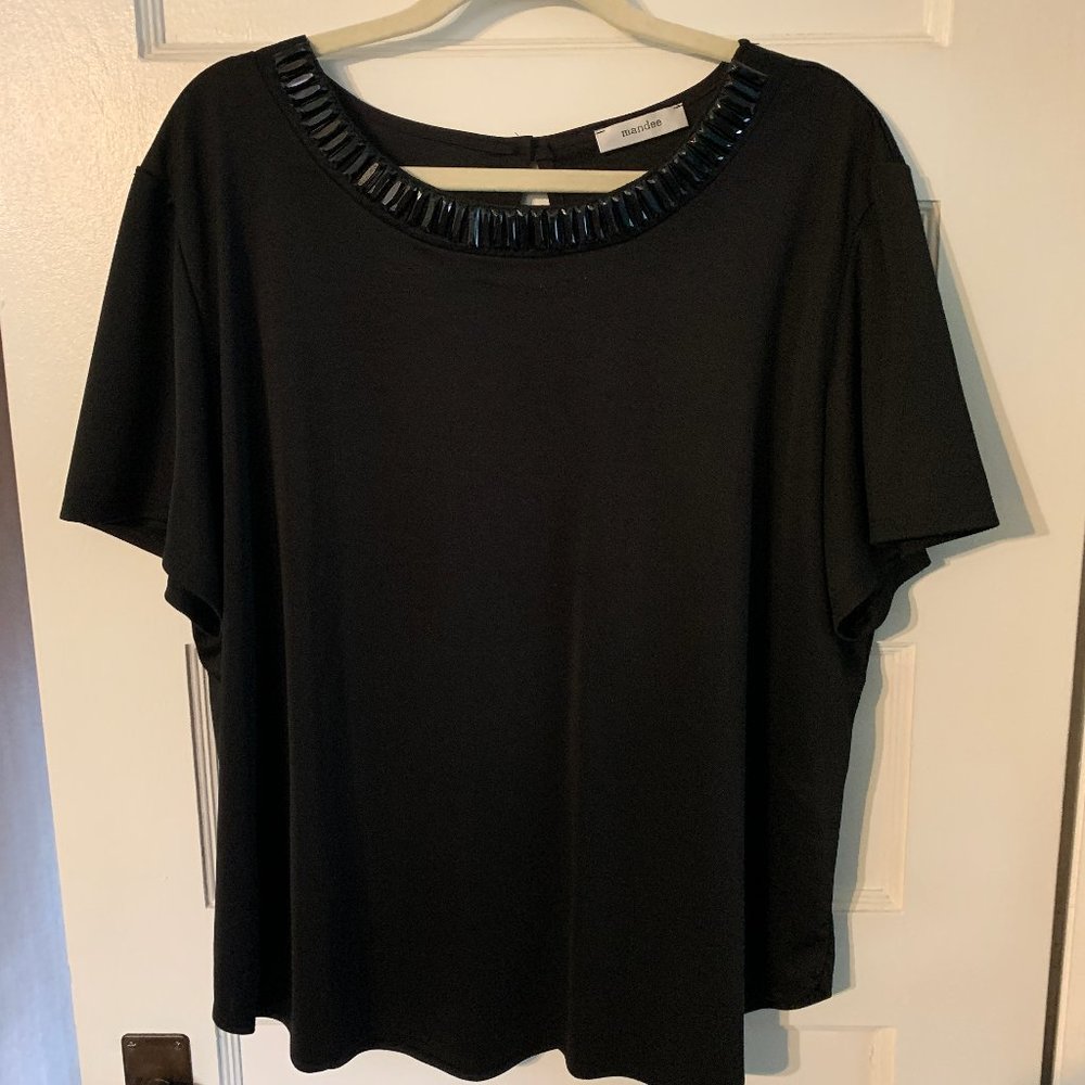 Mandee Dressy T-Shirt with Neckline Beading